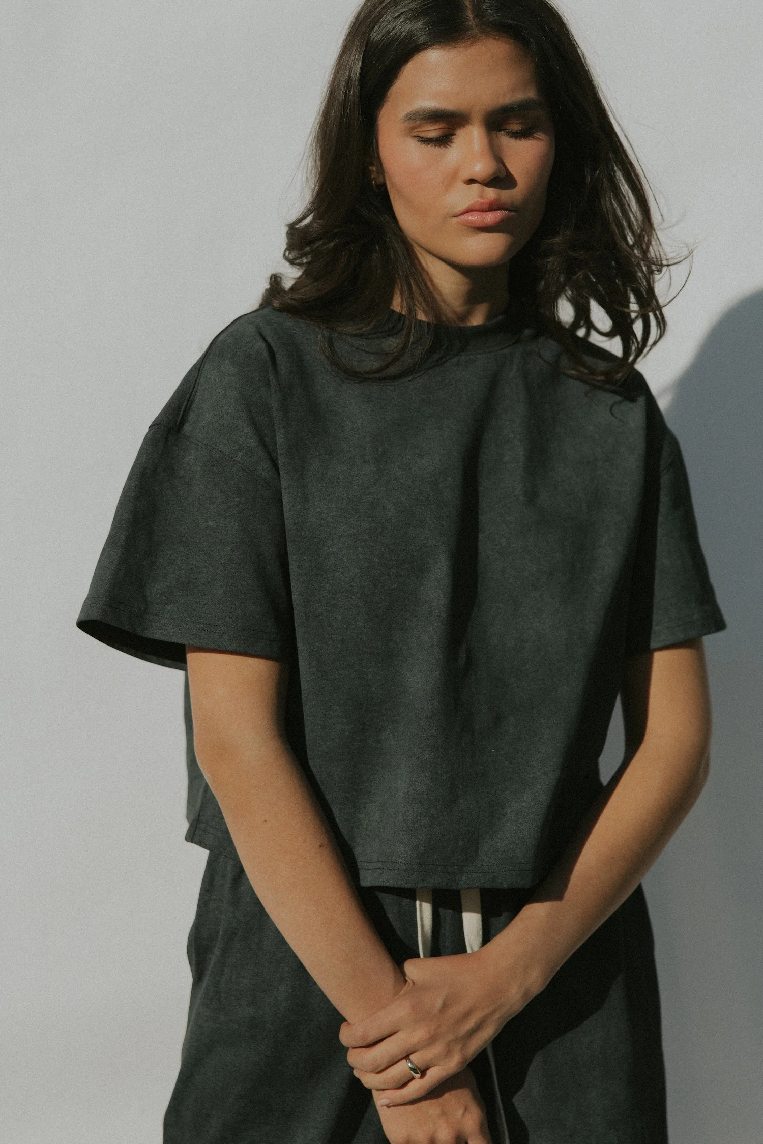 Essential Cotton Boxy Tee | Acid Wash Black - Image 3