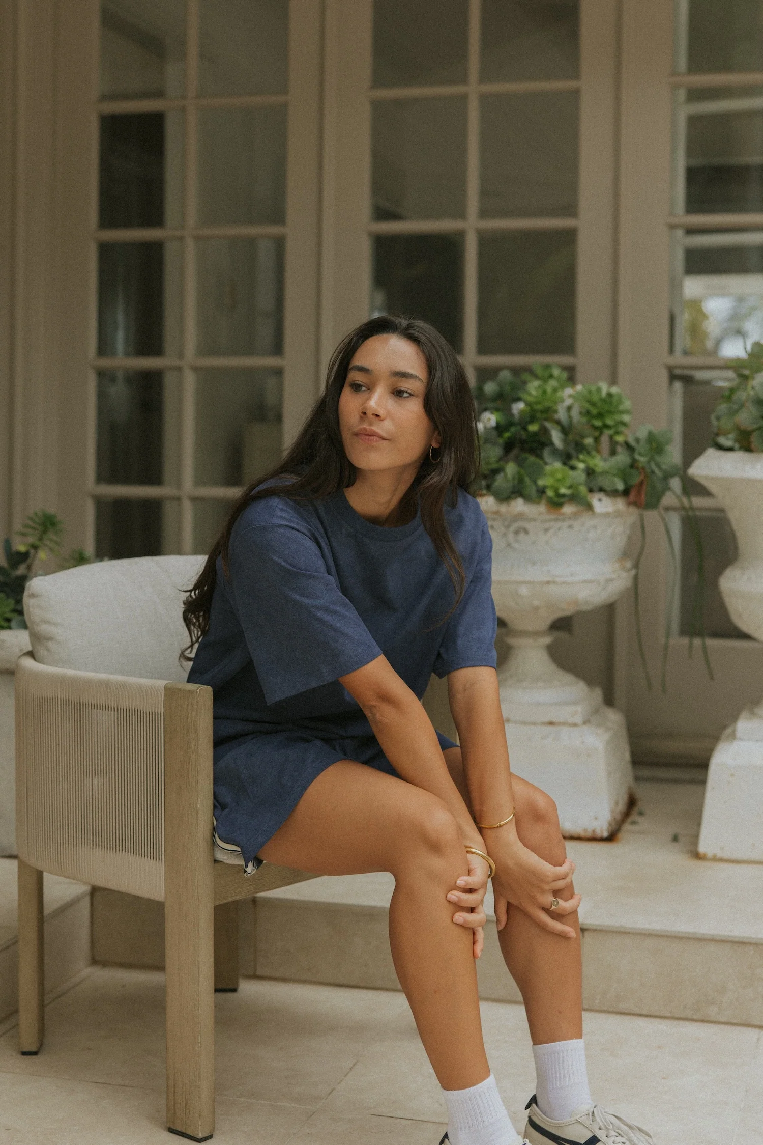 Essential Oversized Cotton Tee | Navy - Image 5