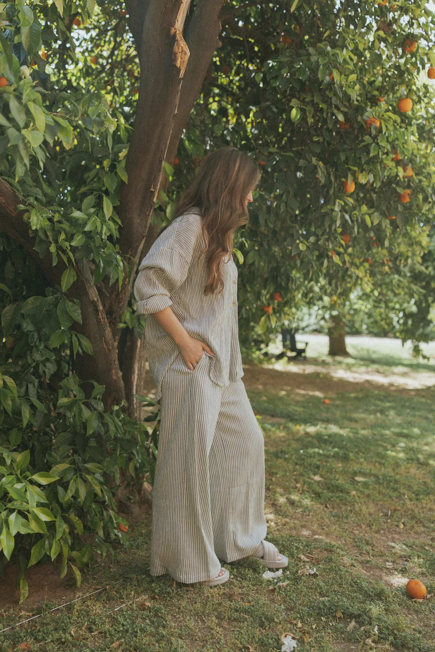 Hampton Pant in Azul | Women's Pinstripe Pants - Image 3