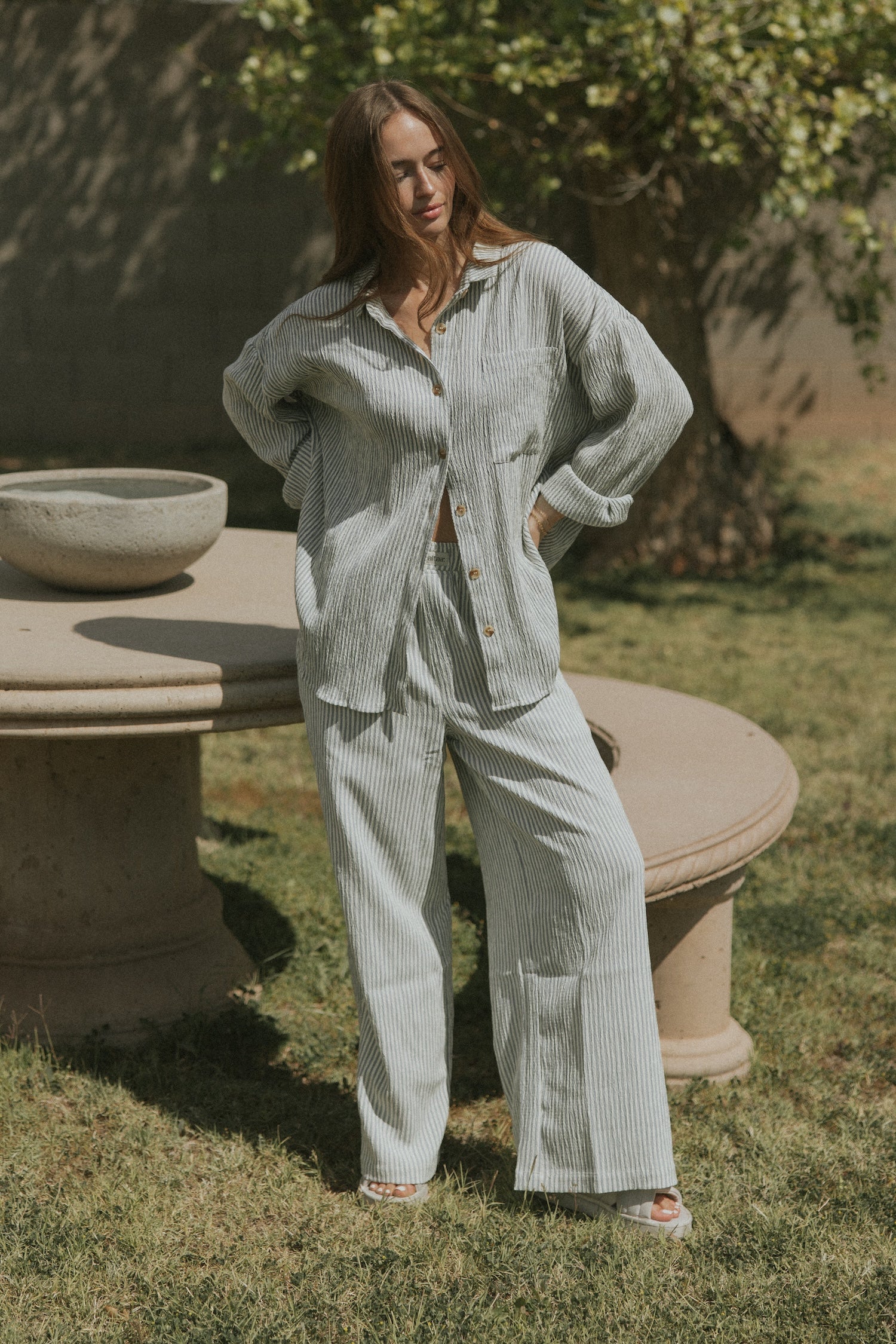 Hampton Pant in Azul | Women's Pinstripe Pants - Image 4