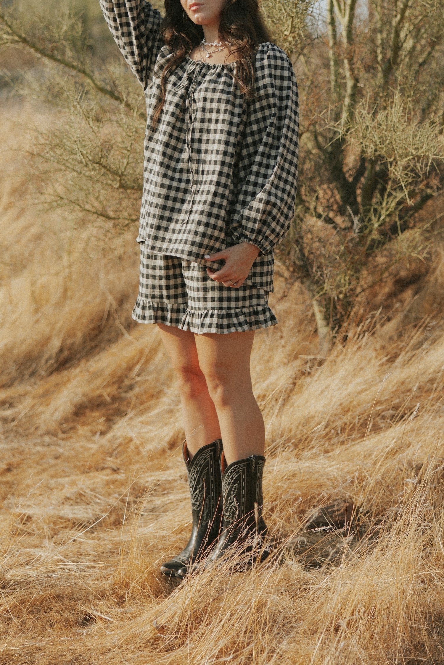 Ida Shorts in Charcoal | Gingham Shorts - Image 5