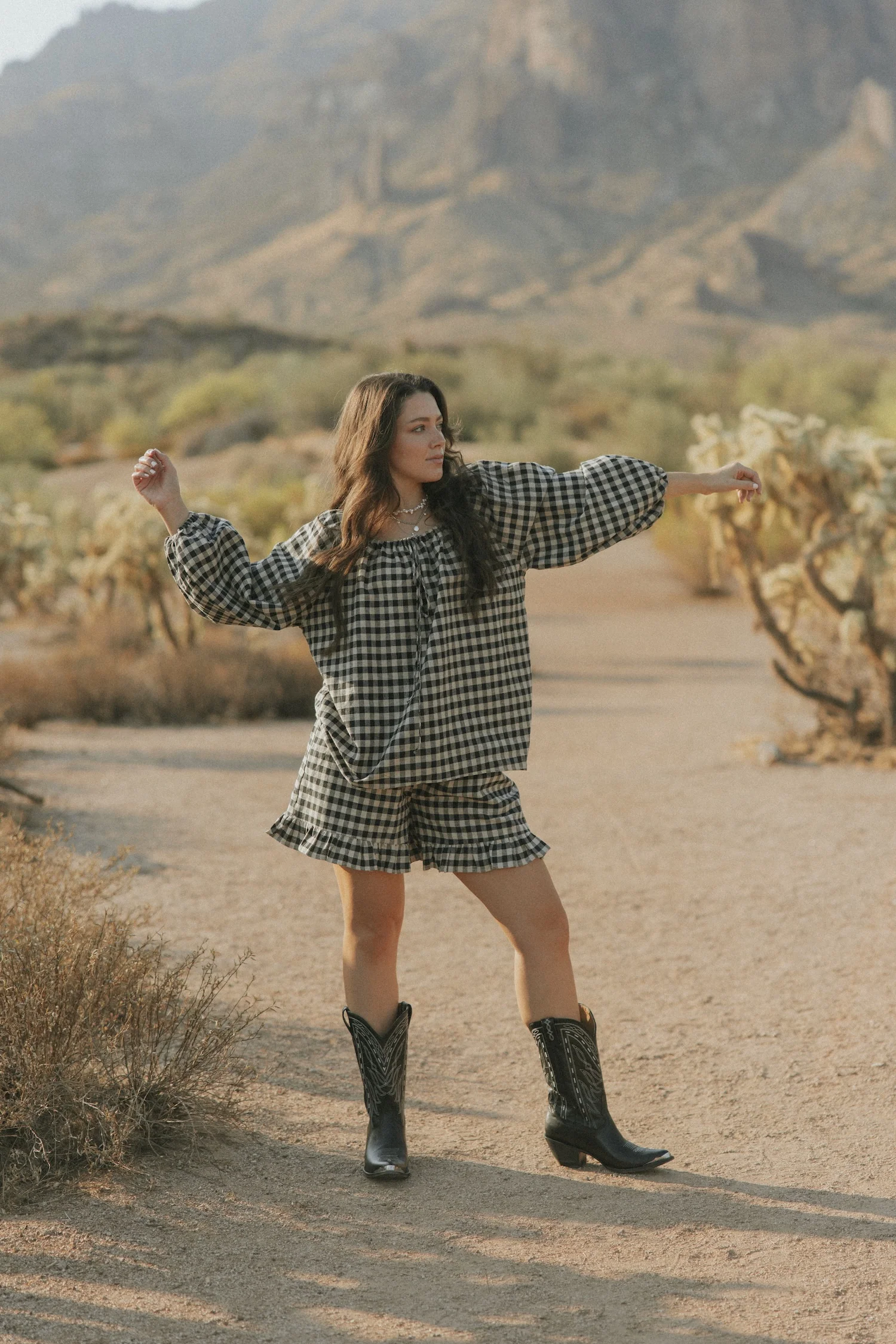 Ida Shorts in Charcoal | Gingham Shorts - Image 6