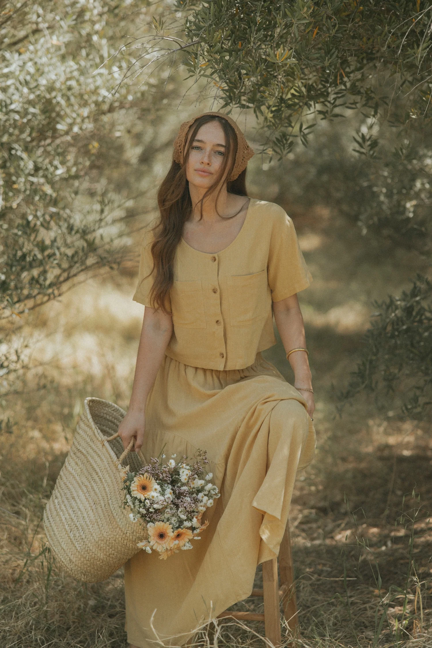 Isla Skirt in Honey | Linen Maxi Skirt - Image 2