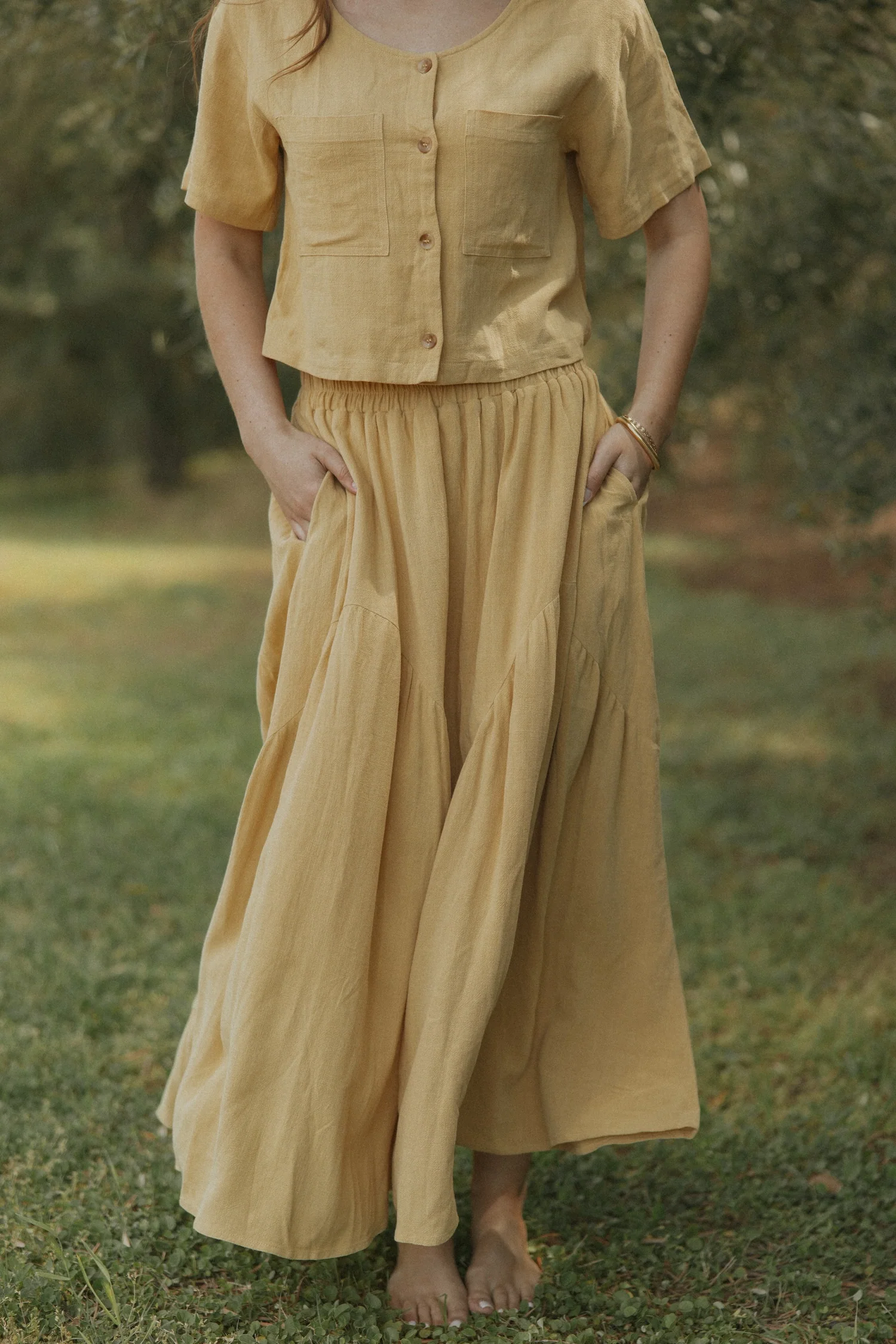 Isla Skirt in Honey | Linen Maxi Skirt - Image 3