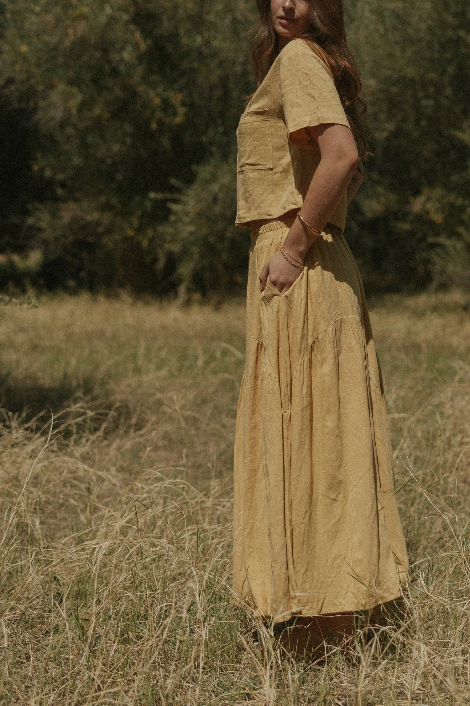 Isla Skirt in Honey | Linen Maxi Skirt - Image 7