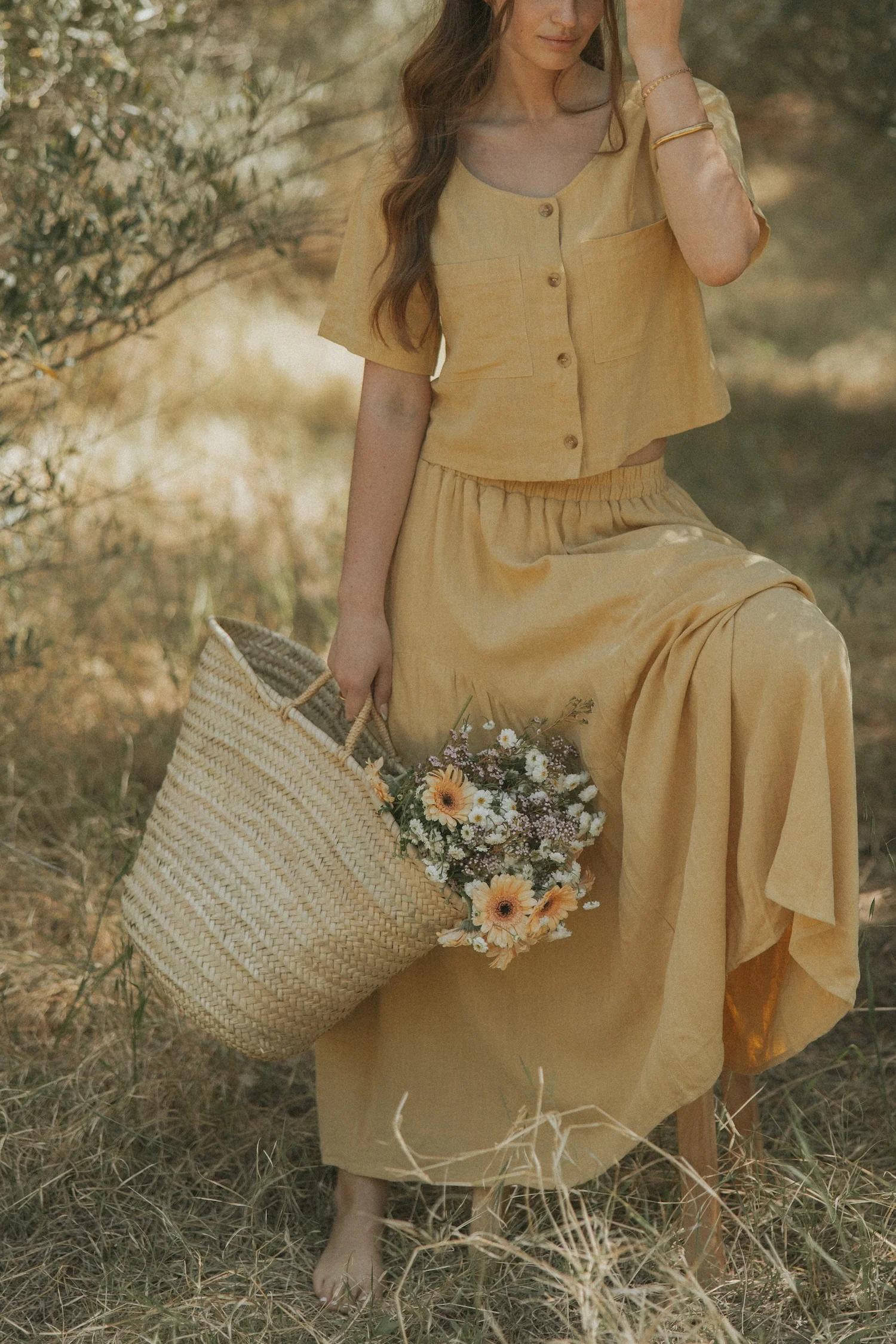 Isla Skirt in Honey | Linen Maxi Skirt - Image 8