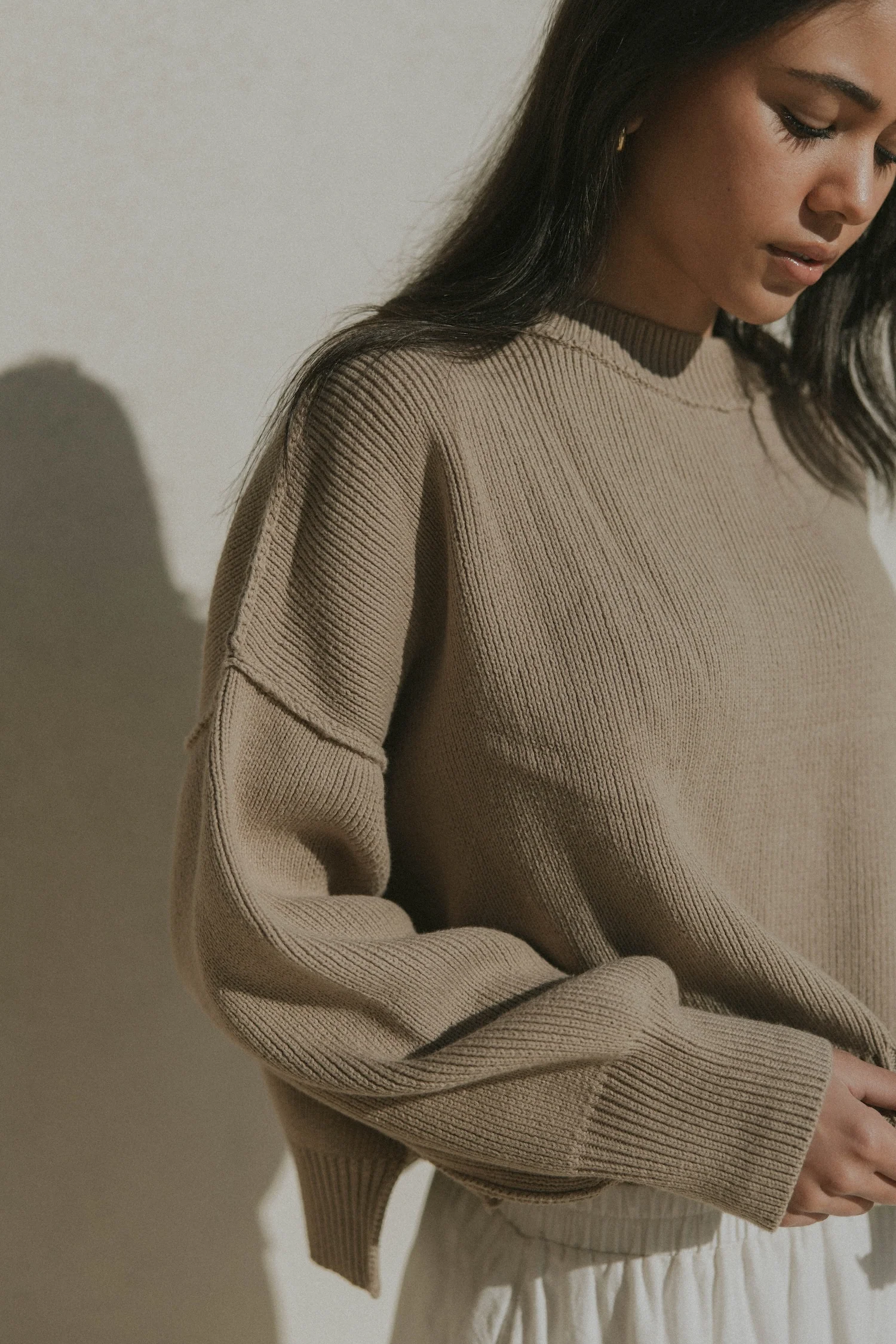 Juneau Sweater in Alabaster | Women's Brown Sweater - Image 3