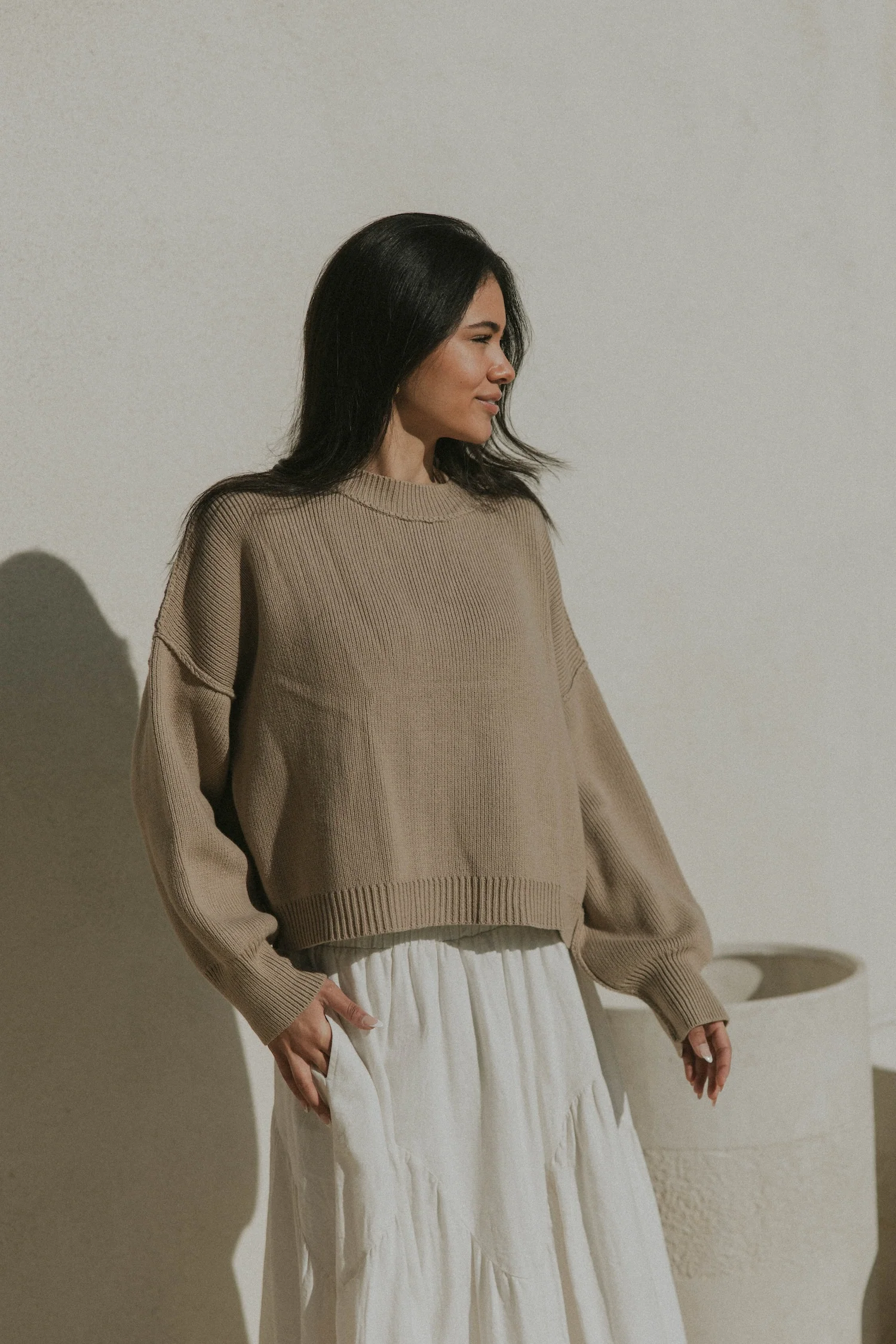 Juneau Sweater in Alabaster | Women's Brown Sweater - Image 6