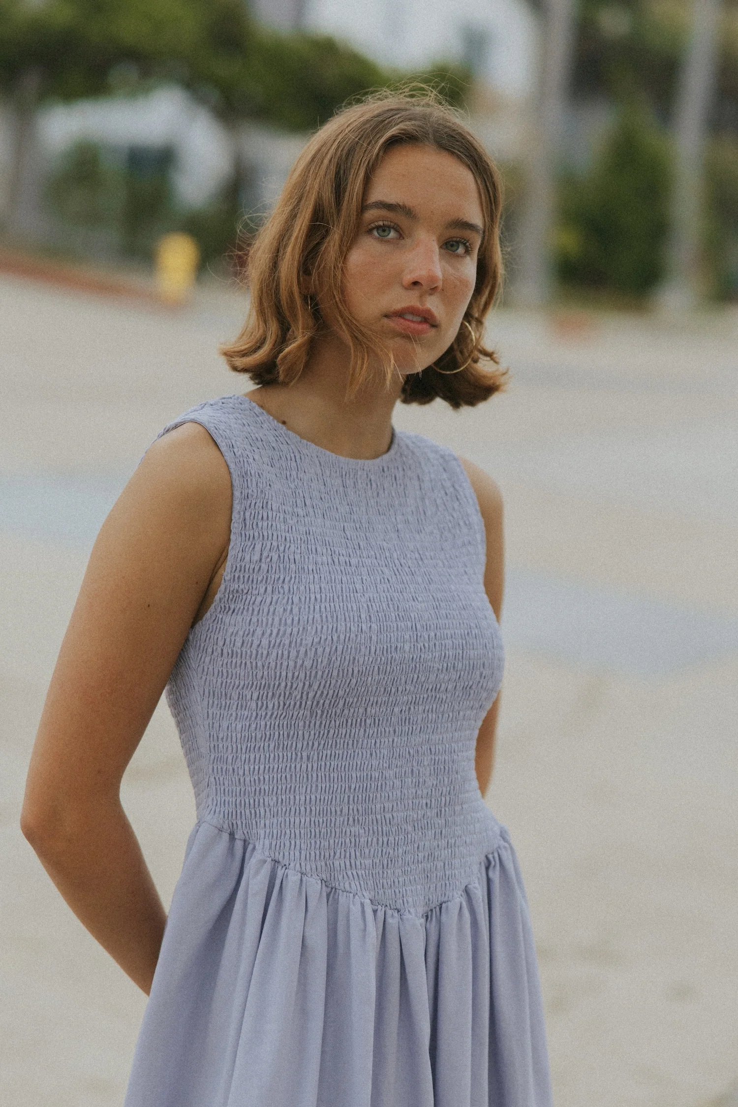 Mara Dress in Periwinkle | Lavender Ruched Full Length Dress - Image 4