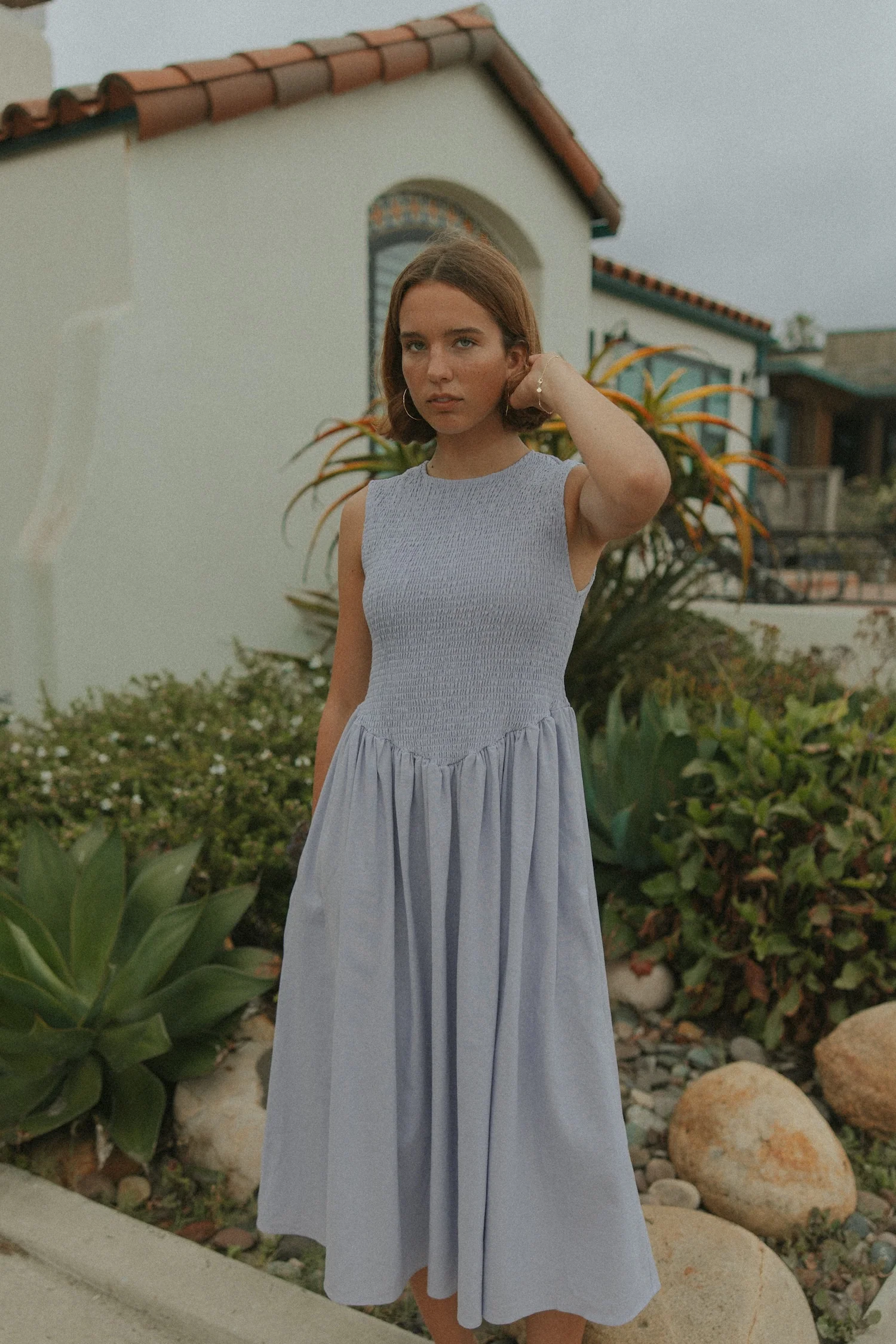Mara Dress in Periwinkle | Lavender Ruched Full Length Dress - Image 5