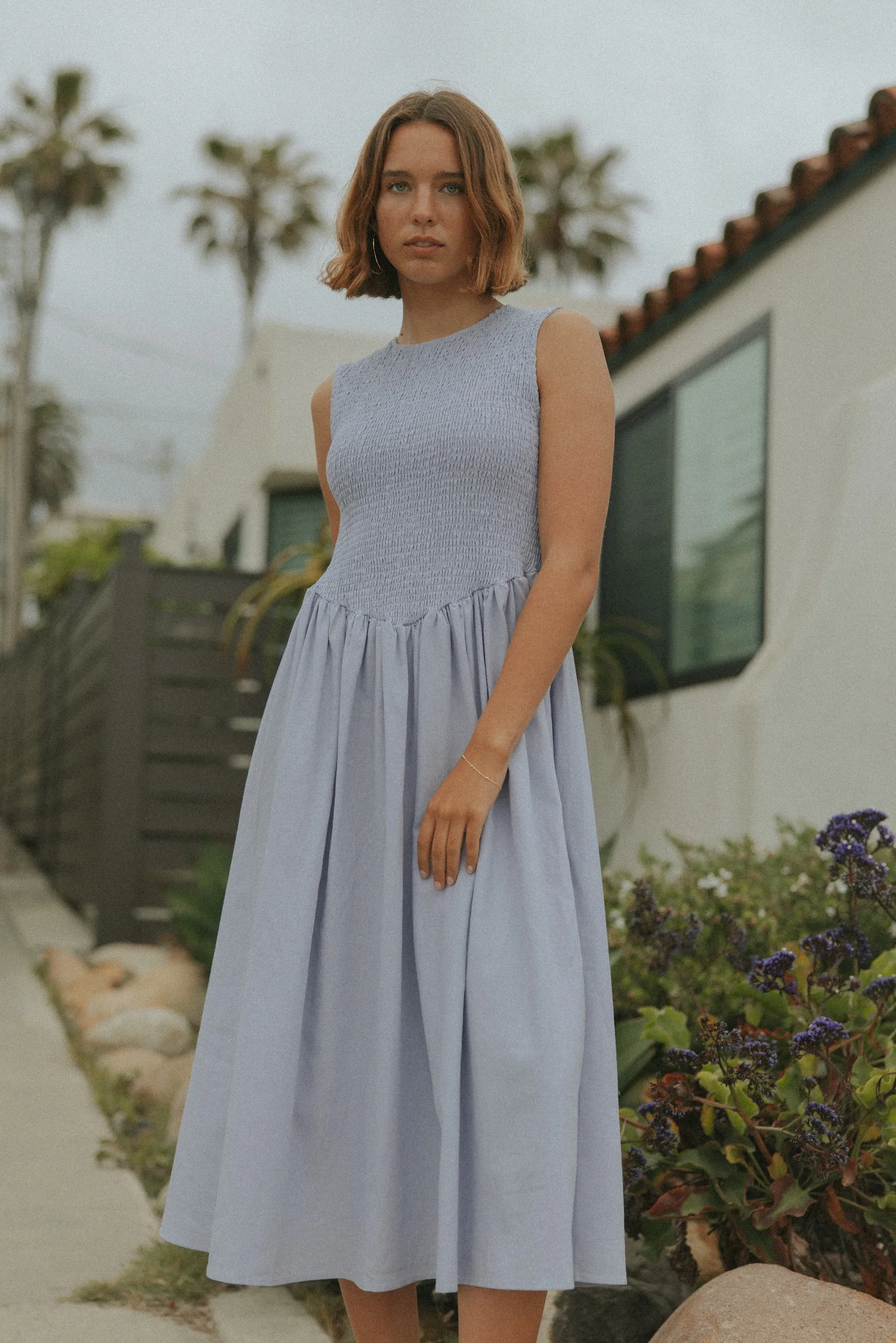 Mara Dress in Periwinkle | Lavender Ruched Full Length Dress - Image 8