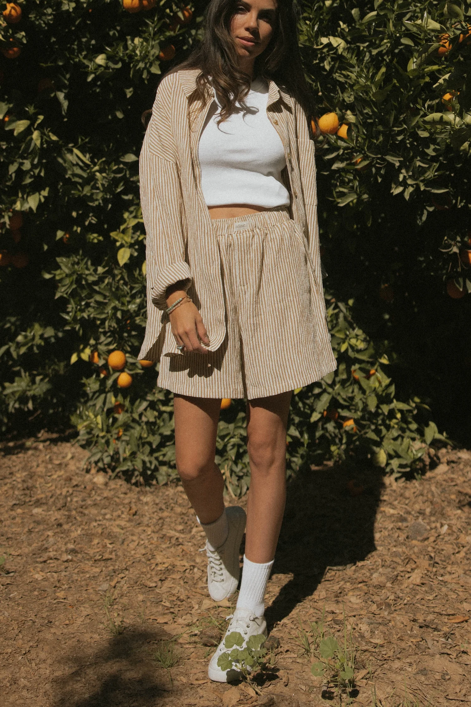 Hampton Shorts in Umber | Women's Brown Striped Boxer Shorts - Image 5