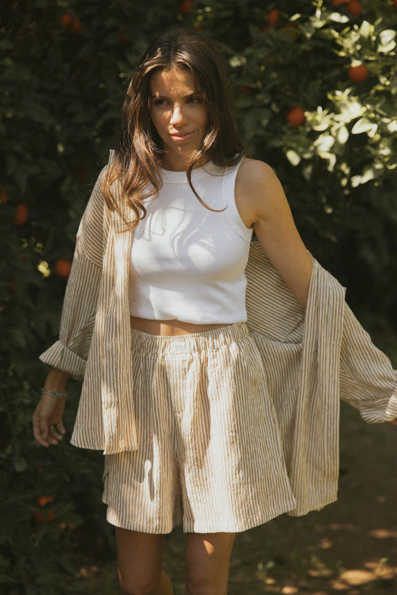 Hampton Top in Umber | Women's Pinstripe Button-Up Shirt - Image 5