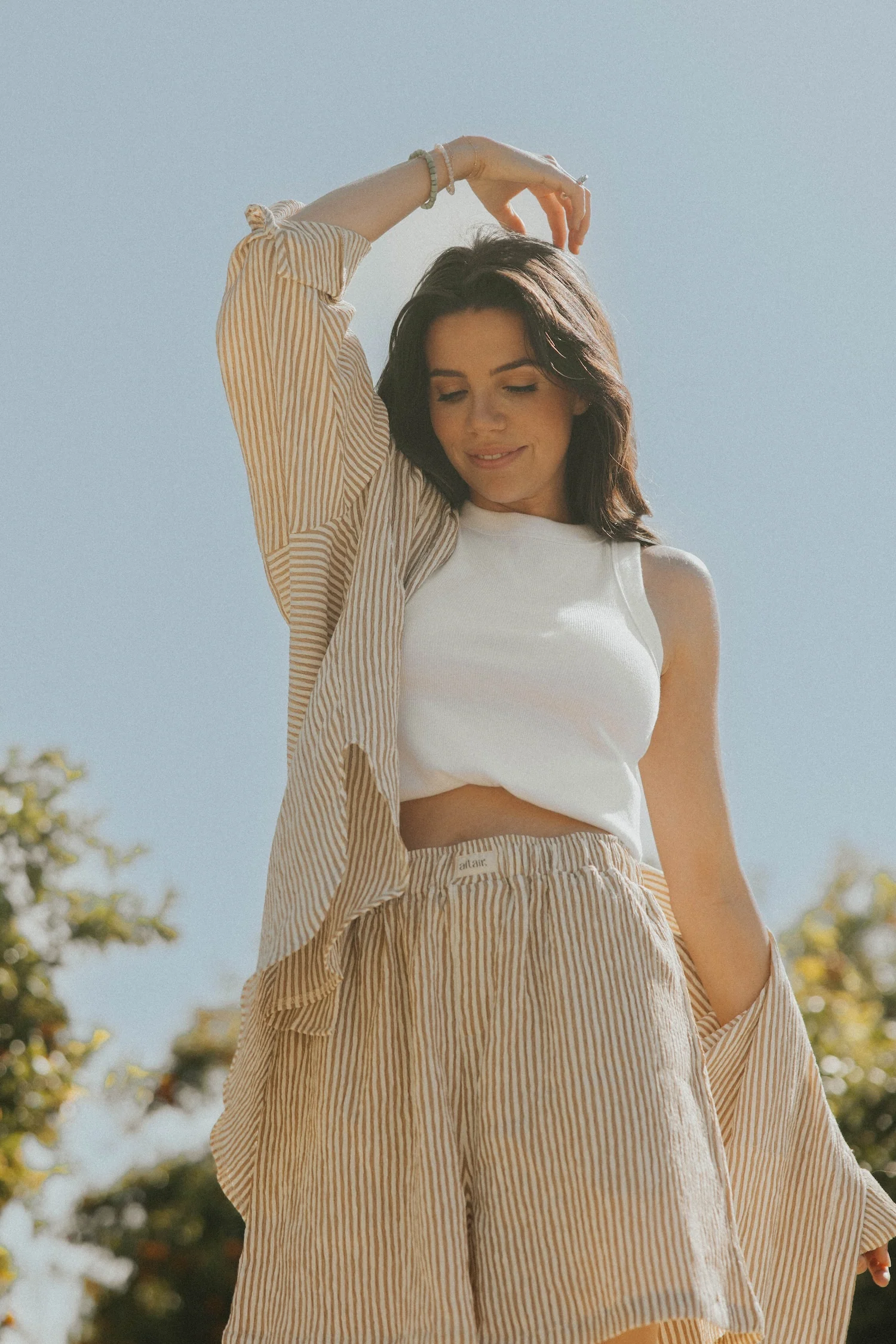 Hampton Top in Umber | Women's Pinstripe Button-Up Shirt - Image 6