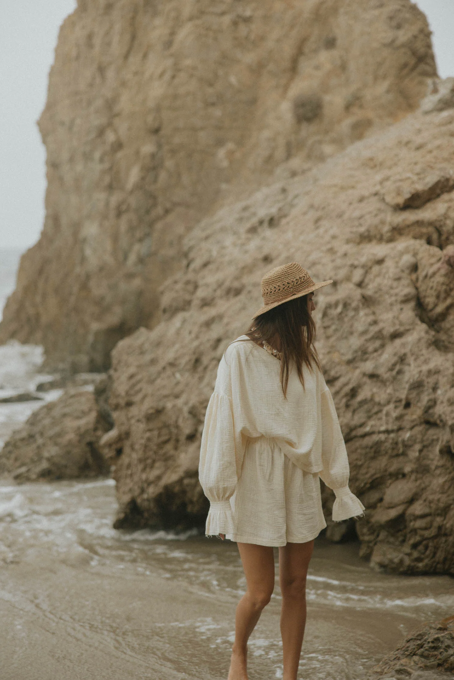 Tulum Top in Cream | White Puff Sleeve Top - Image 3