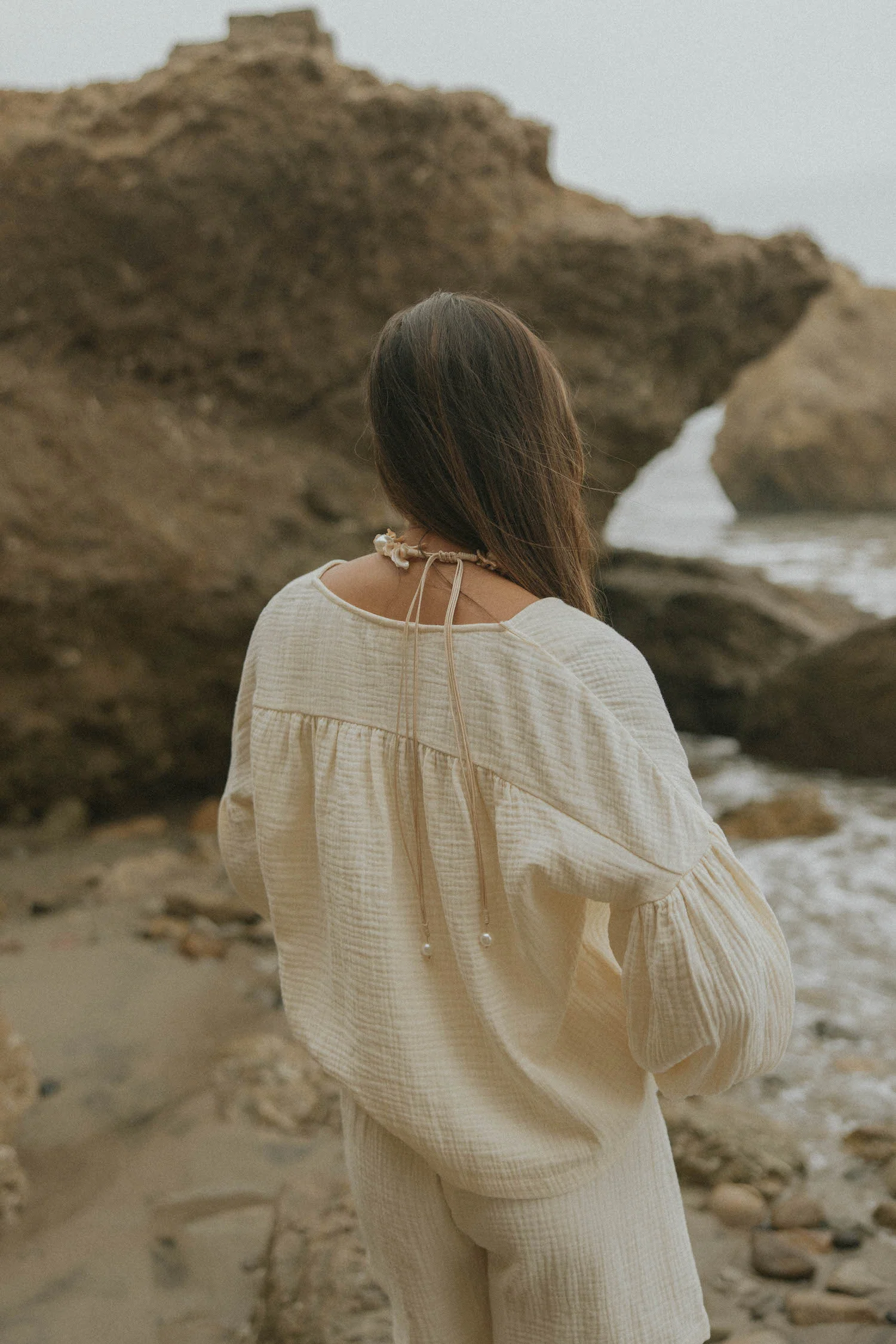 Tulum Top in Cream | White Puff Sleeve Top - Image 7