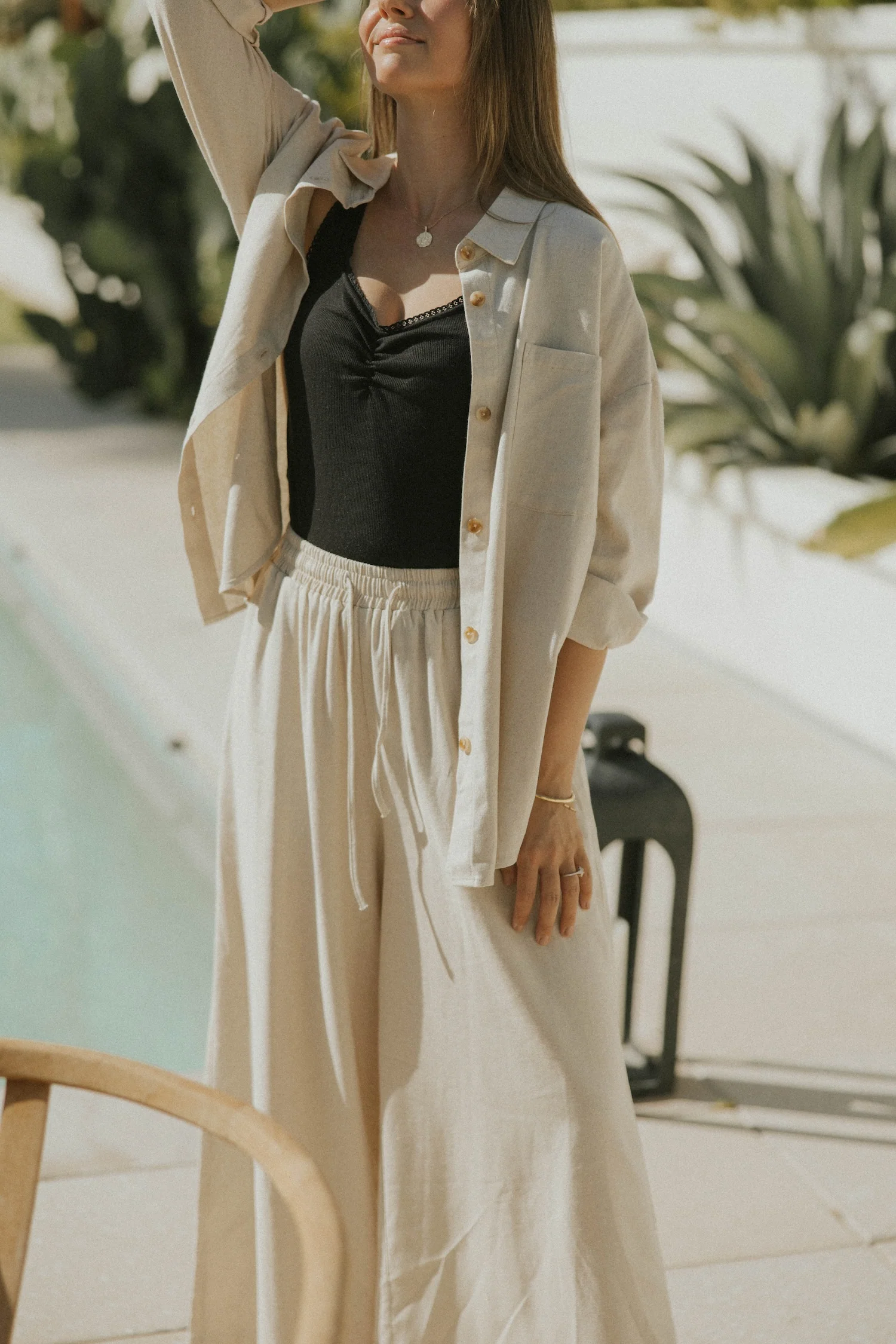 Aspen Top in Natural | Button Down Linen Top - Image 3