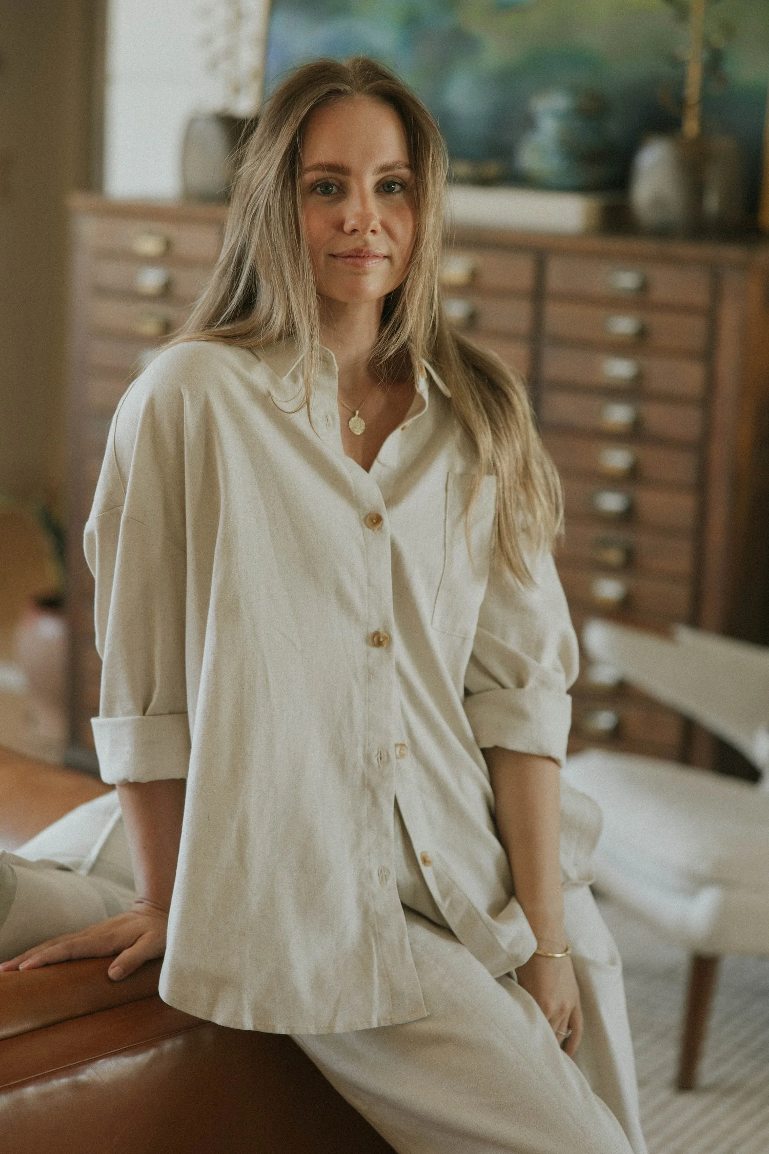 Aspen Top in Natural | Button Down Linen Top - Image 4