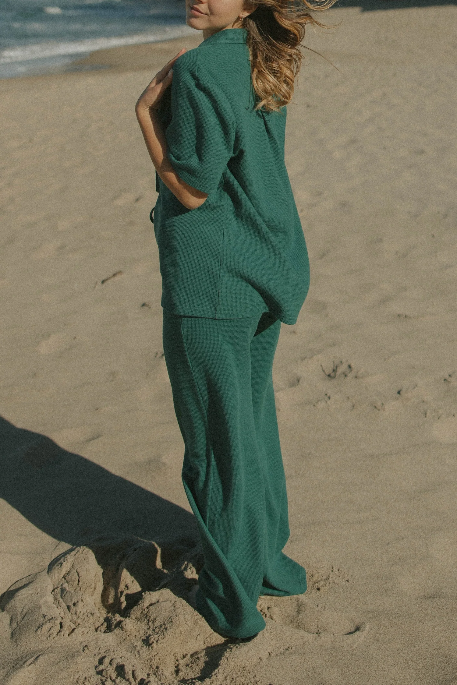 Haley Waffle Knit Fitted Pant | Jade - Image 8