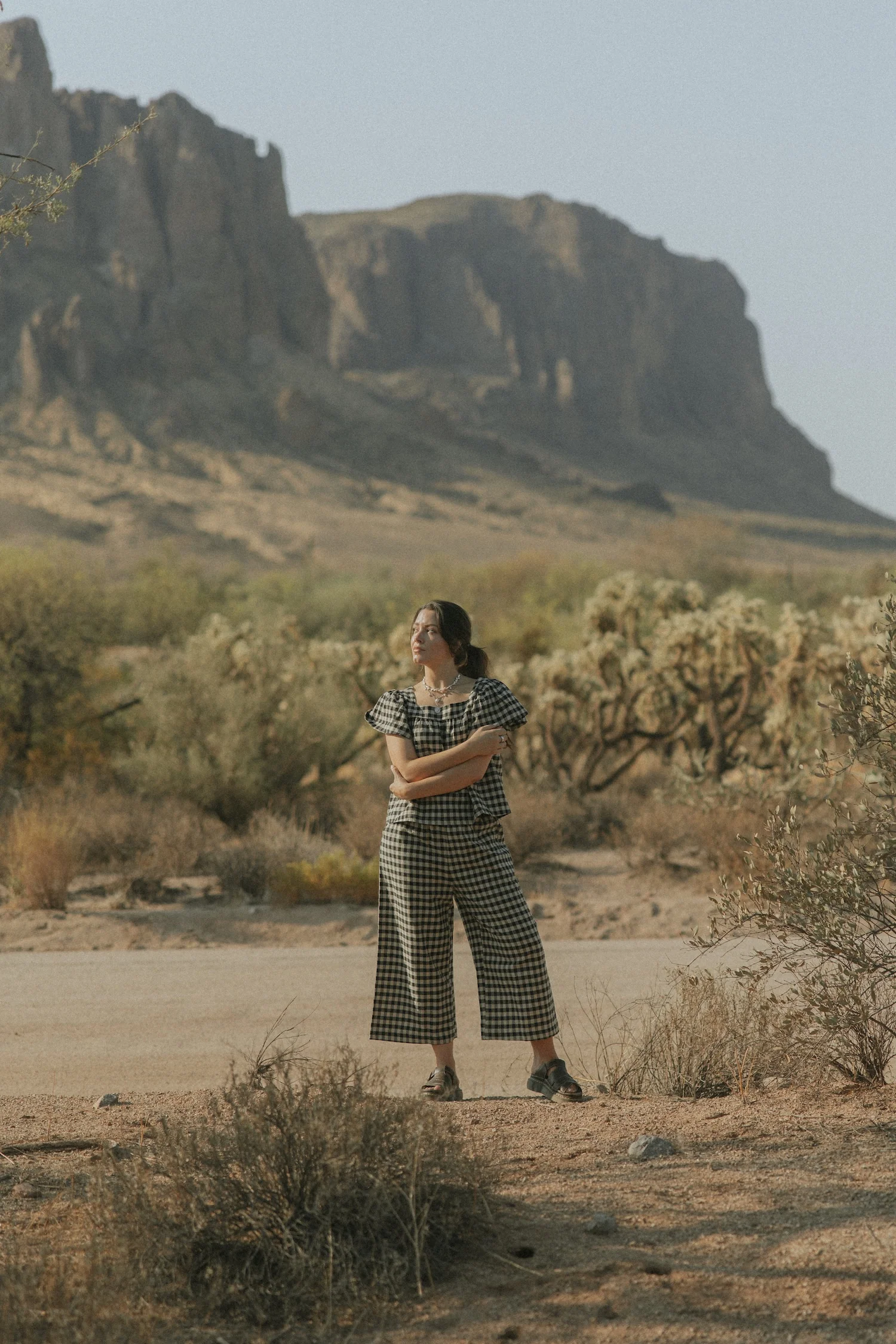 Meadow Pants in Charcoal | Wide Leg Gingham Pants - Image 6