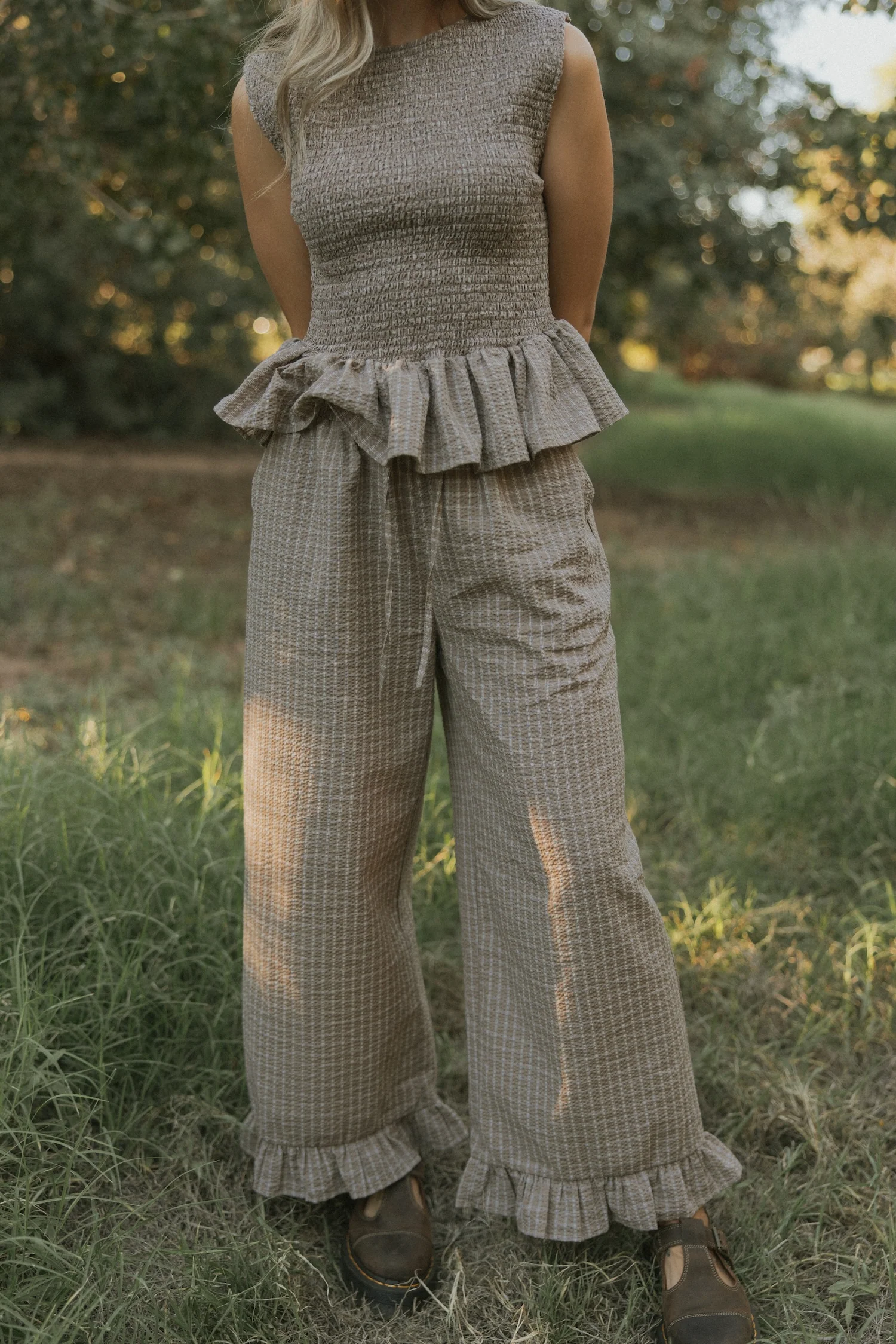 Nova Pants in Cocoa | Plaid Wide Leg Pants - Image 3