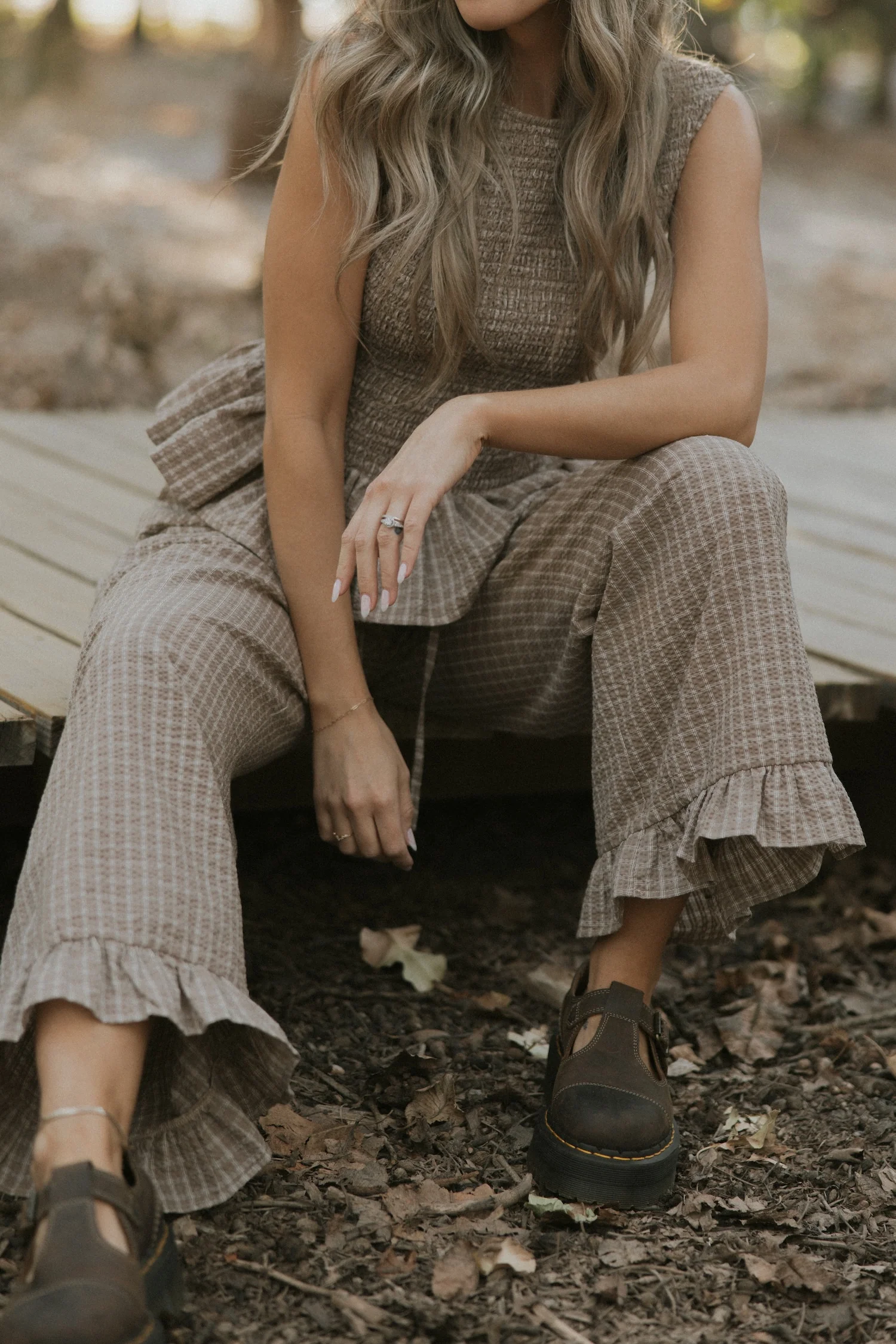 Nova Pants in Cocoa | Plaid Wide Leg Pants - Image 4