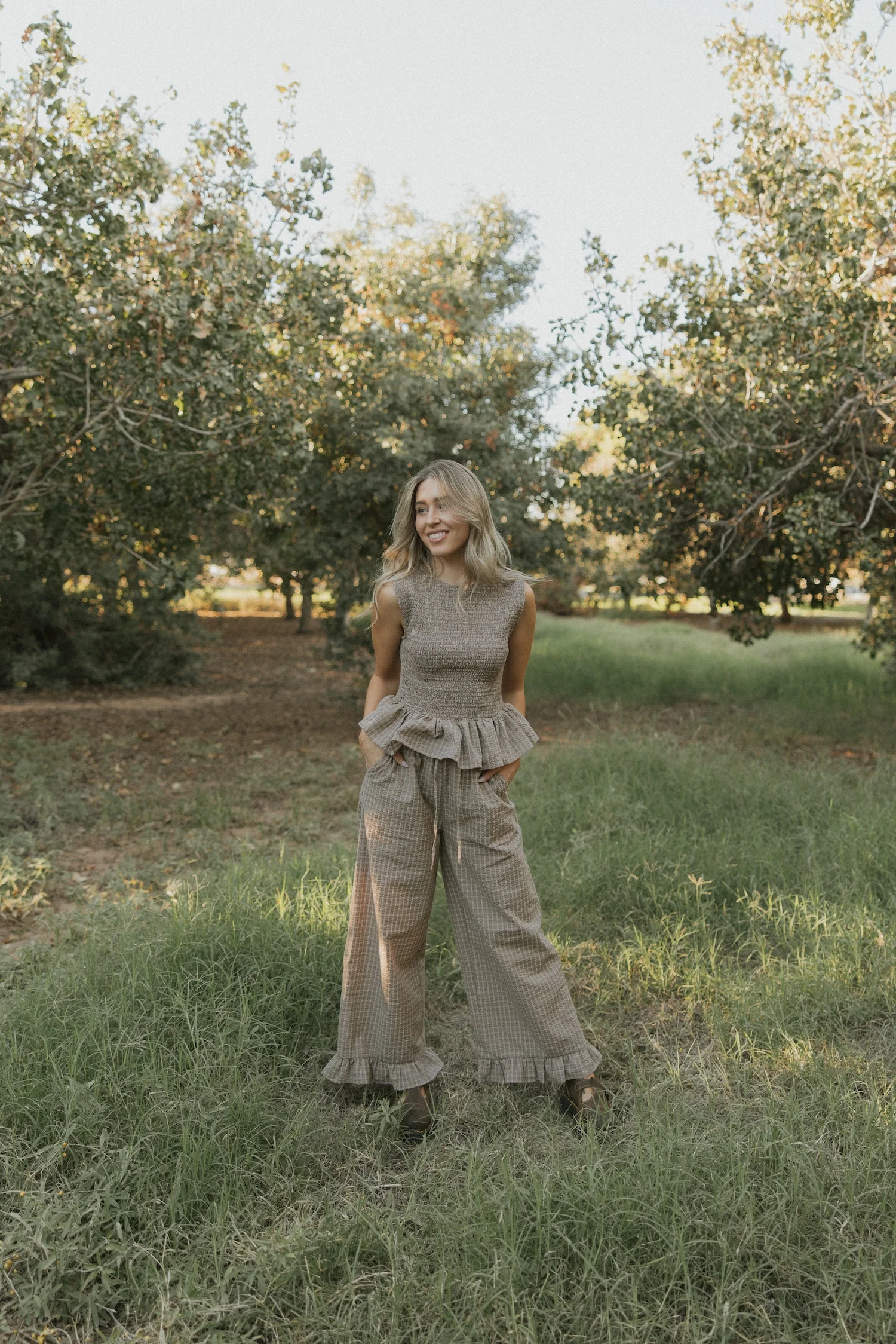 Nova Pants in Cocoa | Plaid Wide Leg Pants - Image 5